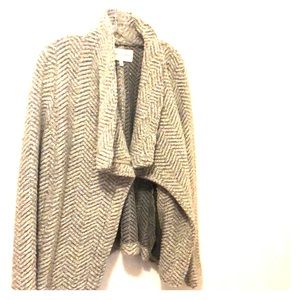 Gray wool-blend side zip dress coat.